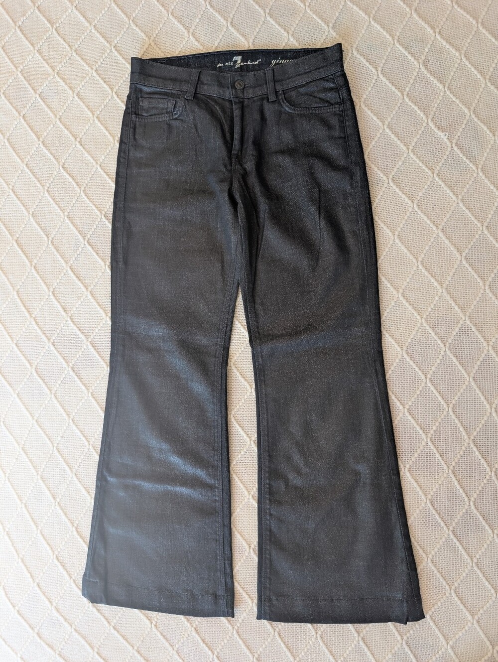 7 For All Mankind Giinger Bootcut Jeans Waxed Black Size 27 Like New